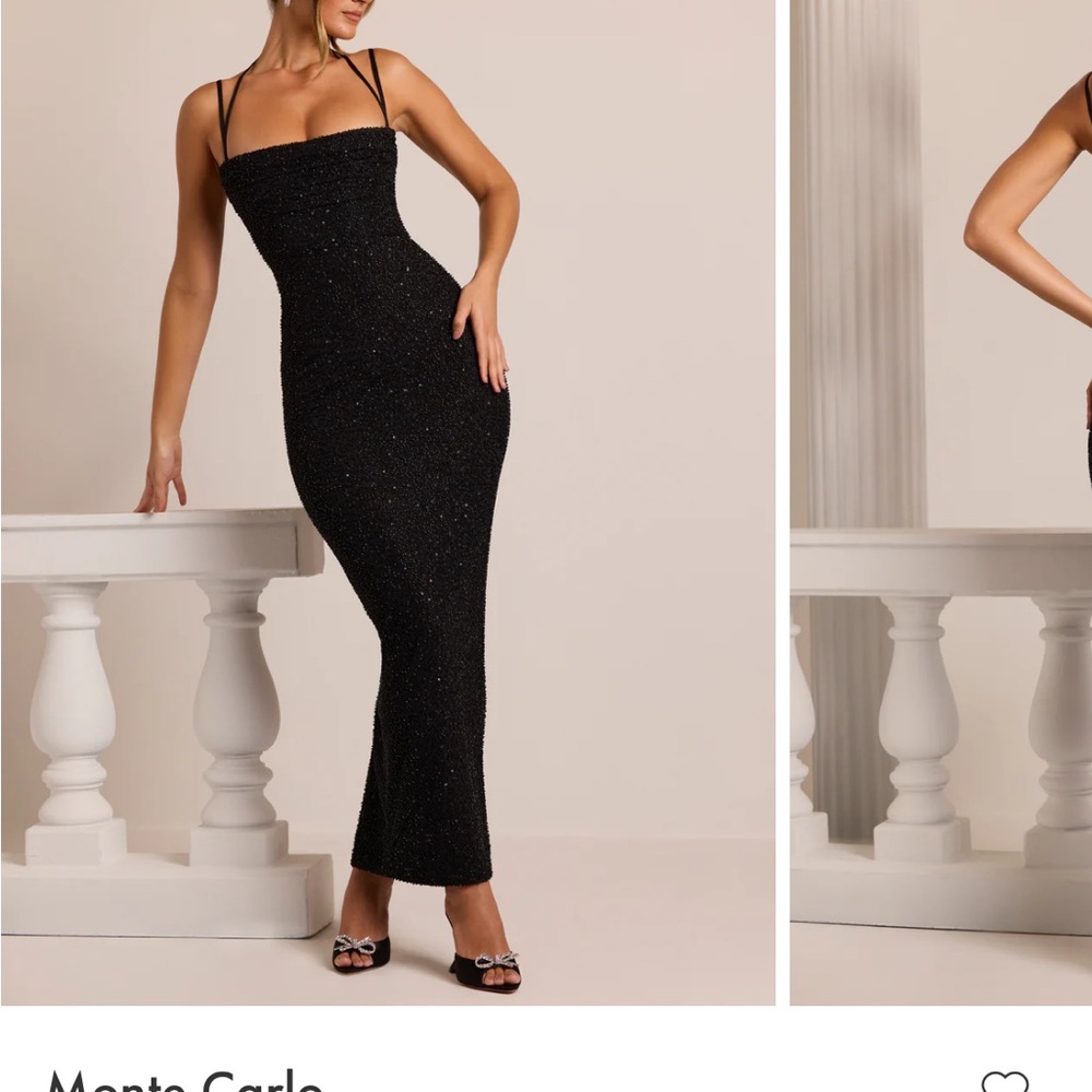 Oh Polly Black Sparkle Maxi Dress